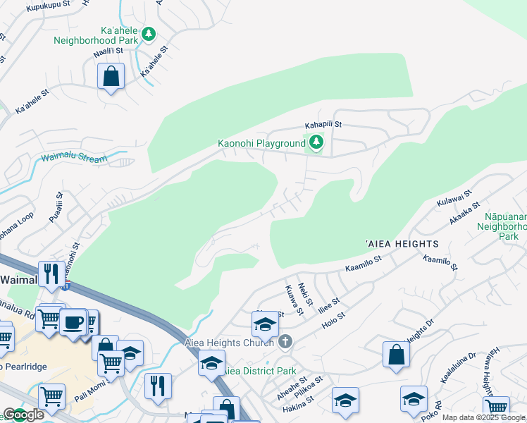 map of restaurants, bars, coffee shops, grocery stores, and more near 98-804 Iho Place in Aiea