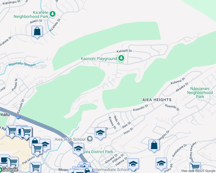 map of restaurants, bars, coffee shops, grocery stores, and more near 98827 Iho Place in Aiea