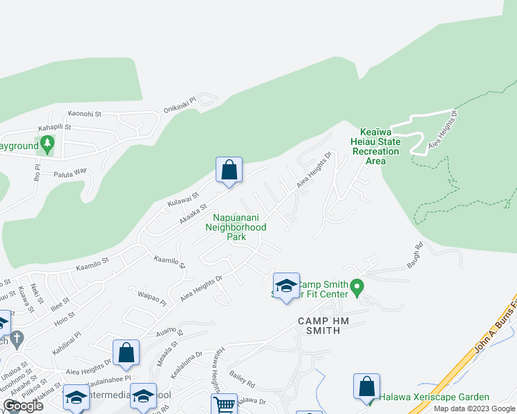map of restaurants, bars, coffee shops, grocery stores, and more near 99-52 Lohea Place in Aiea