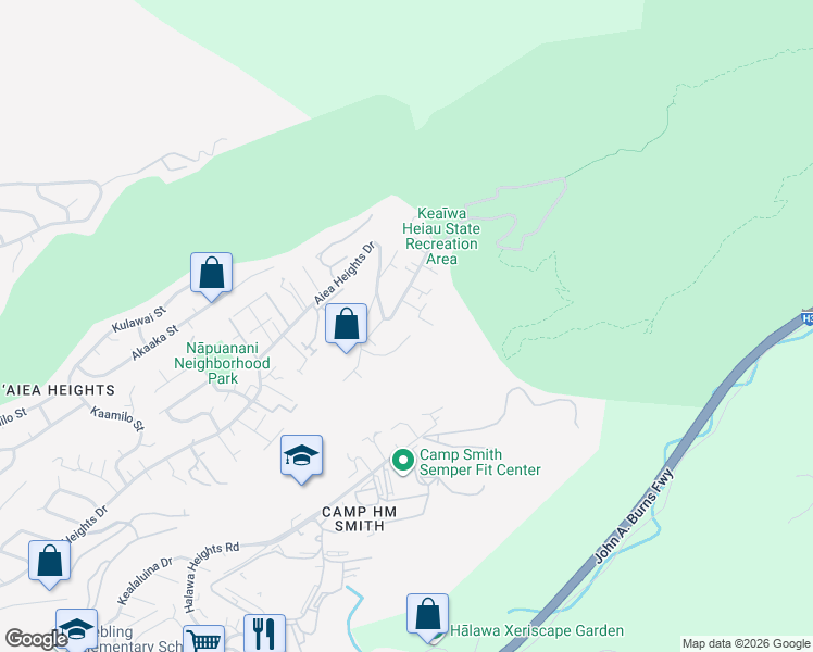 map of restaurants, bars, coffee shops, grocery stores, and more near 99-1790 Hoapono Place in Aiea