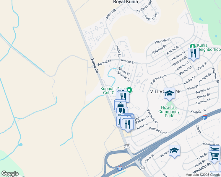 map of restaurants, bars, coffee shops, grocery stores, and more near 94-235 Pouhana Loop in Waipahu