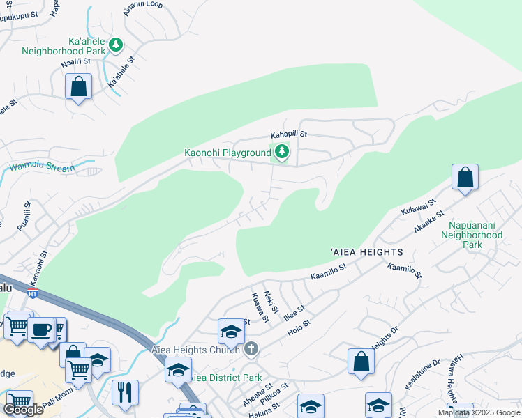 map of restaurants, bars, coffee shops, grocery stores, and more near 98829 Iho Place in Aiea