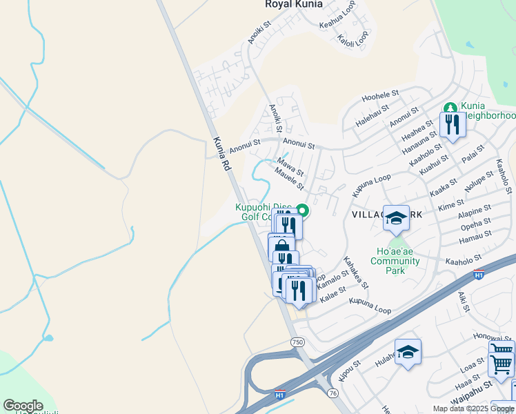 map of restaurants, bars, coffee shops, grocery stores, and more near 94-235 Pouhana Loop in Waipahu
