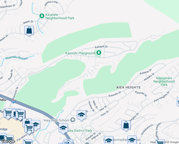 map of restaurants, bars, coffee shops, grocery stores, and more near 98829 Iho Place in Aiea