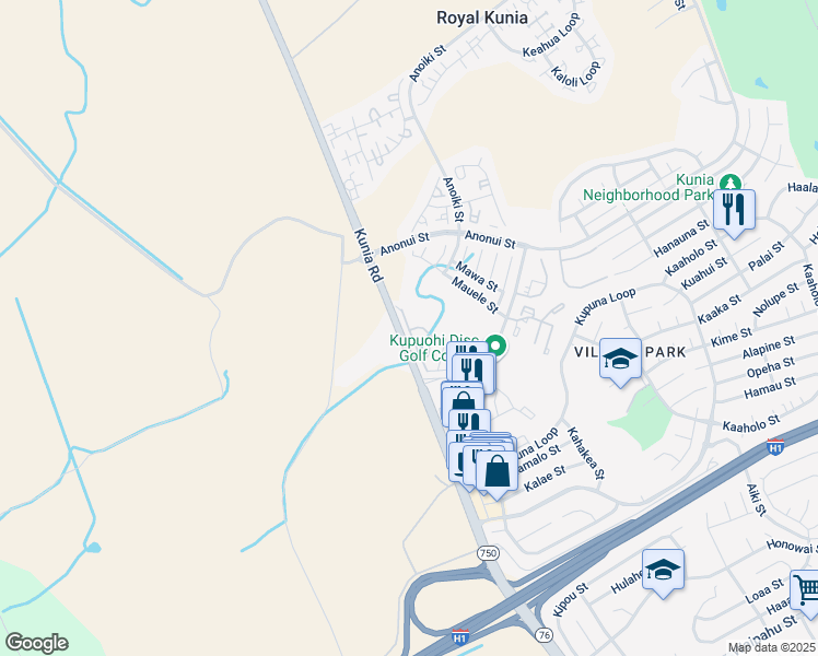 map of restaurants, bars, coffee shops, grocery stores, and more near 94-1016 Pouhana Way in Waipahu