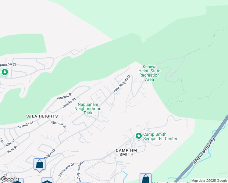 map of restaurants, bars, coffee shops, grocery stores, and more near 99-1369 Aiea Heights Drive in Aiea