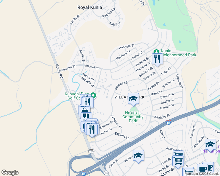 map of restaurants, bars, coffee shops, grocery stores, and more near 94-514 Kupuohi Street in Waipahu