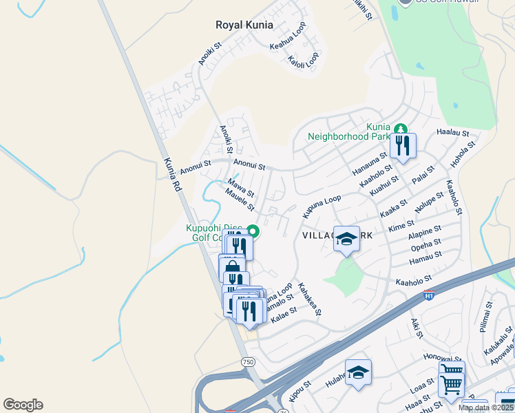 map of restaurants, bars, coffee shops, grocery stores, and more near 94-1054 Mawaho Street in Waipahu