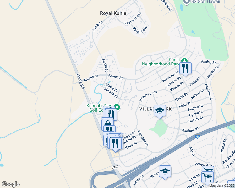 map of restaurants, bars, coffee shops, grocery stores, and more near 94-1054 Mawaho Street in Waipahu