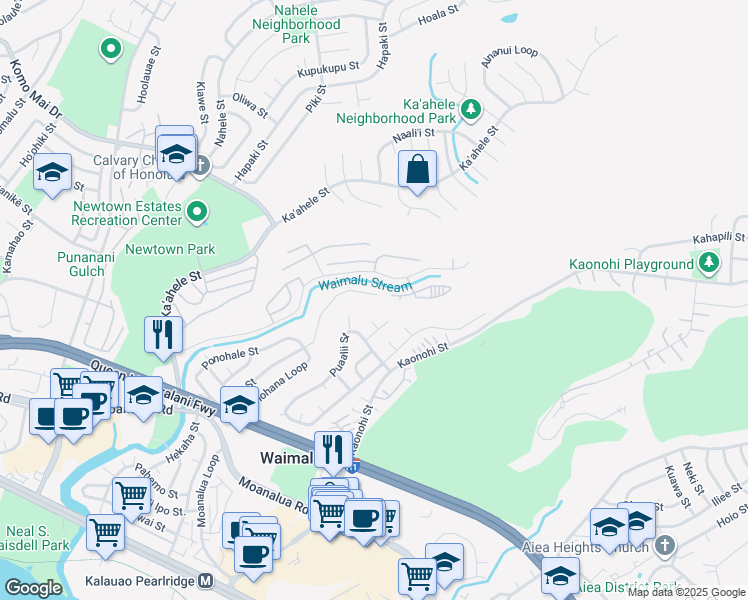 map of restaurants, bars, coffee shops, grocery stores, and more near 98-580 Puaalii Place in Aiea