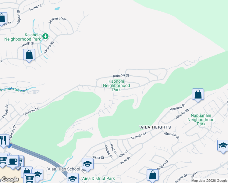 map of restaurants, bars, coffee shops, grocery stores, and more near in Waimalu