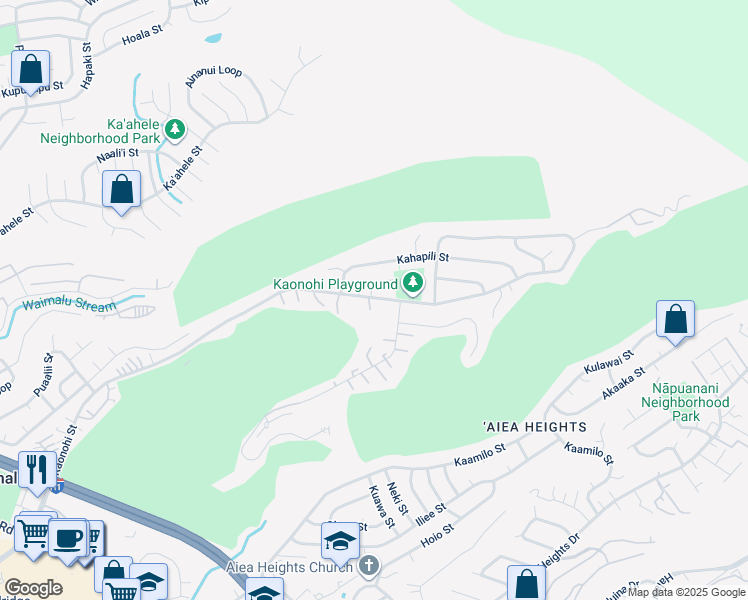 map of restaurants, bars, coffee shops, grocery stores, and more near 98-911 - 98-923 Kaonohi Street in Aiea