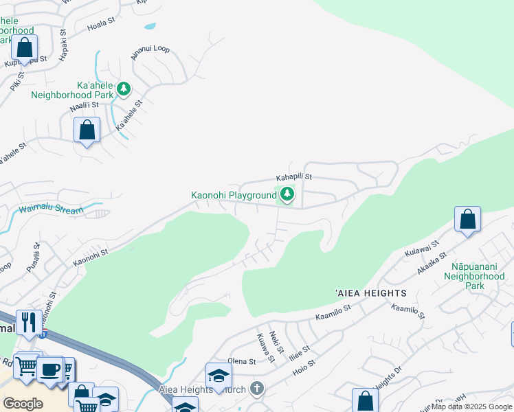 map of restaurants, bars, coffee shops, grocery stores, and more near 98-911 - 98-923 Kaonohi Street in Aiea