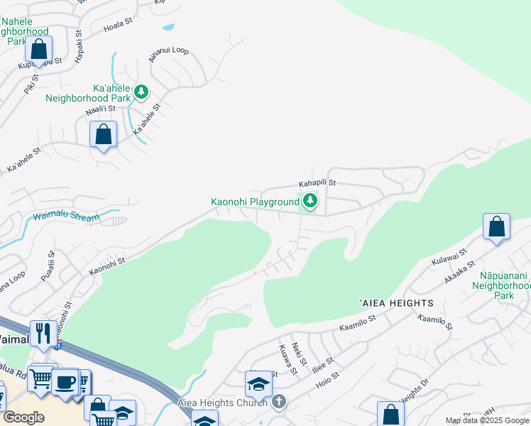 map of restaurants, bars, coffee shops, grocery stores, and more near 98-911 - 98-923 Kaonohi Street in Aiea