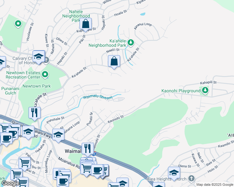 map of restaurants, bars, coffee shops, grocery stores, and more near 98-629 Kilinoe Street in Aiea