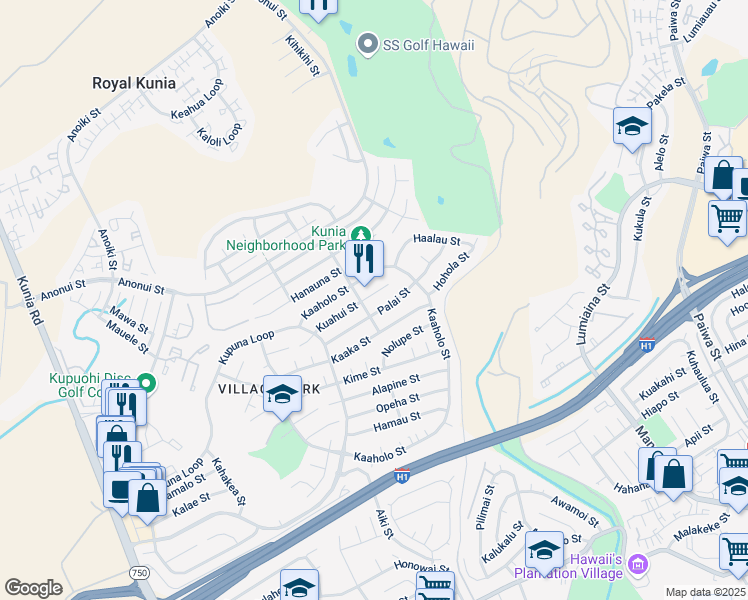 map of restaurants, bars, coffee shops, grocery stores, and more near 94-518 Palai Street in Waipahu