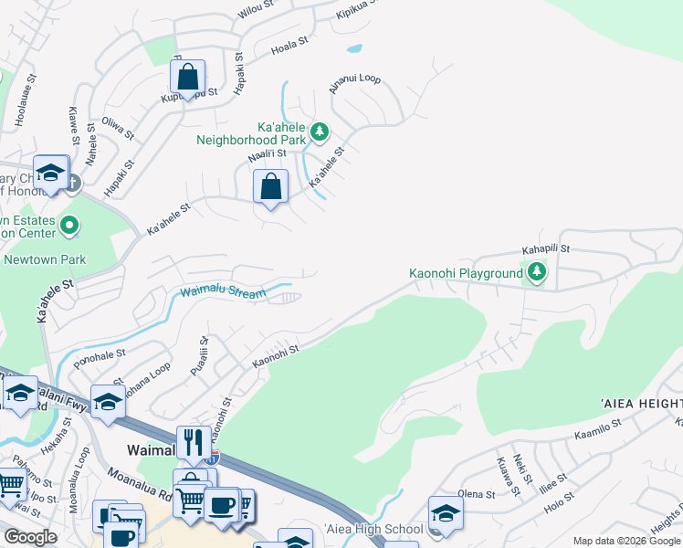 map of restaurants, bars, coffee shops, grocery stores, and more near 98-378 Moanalua Road in Aiea