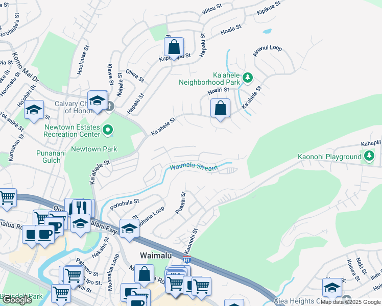 map of restaurants, bars, coffee shops, grocery stores, and more near 98-241 Paleo Way in Aiea