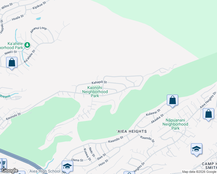 map of restaurants, bars, coffee shops, grocery stores, and more near 98-1024 Alania Street in Aiea