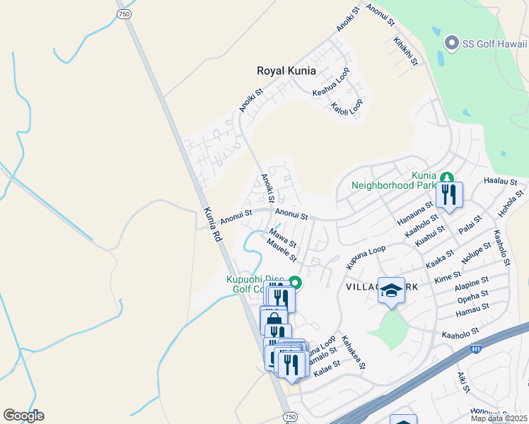 map of restaurants, bars, coffee shops, grocery stores, and more near 94-1017 Waiopae Street in Waipahu