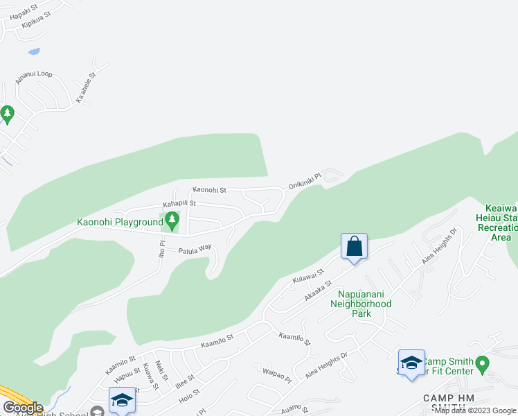 map of restaurants, bars, coffee shops, grocery stores, and more near 98-1155 Malualua Street in Aiea