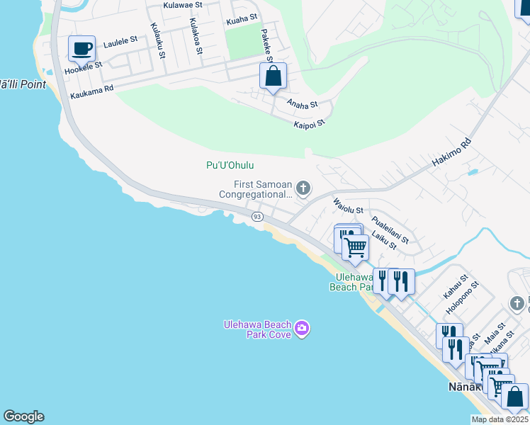 map of restaurants, bars, coffee shops, grocery stores, and more near 87-1454 Farrington Highway in Waianae