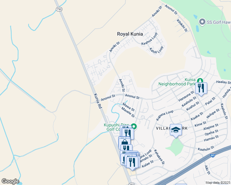 map of restaurants, bars, coffee shops, grocery stores, and more near 94-1017 Waiopae Street in Waipahu