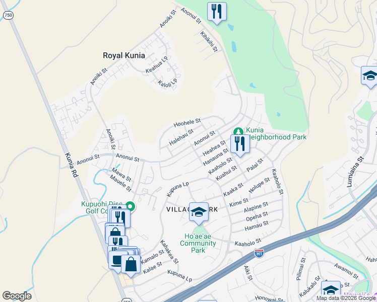 map of restaurants, bars, coffee shops, grocery stores, and more near 94-1030 Eleu Street in Waipahu