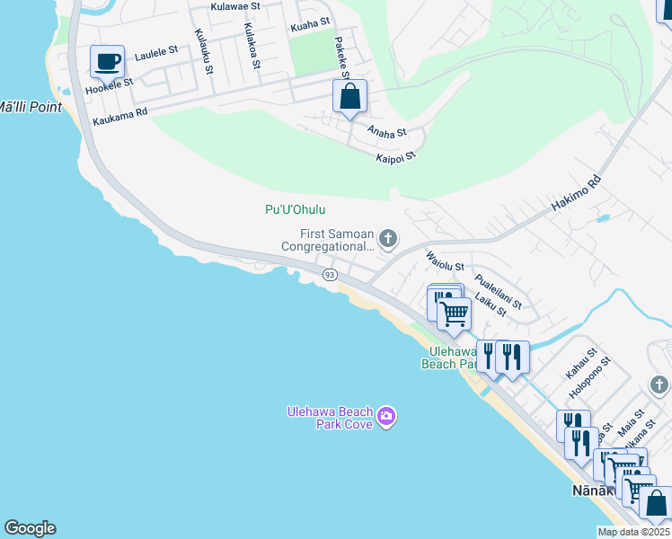map of restaurants, bars, coffee shops, grocery stores, and more near 87-1454 Farrington Highway in Waianae