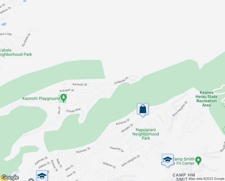 map of restaurants, bars, coffee shops, grocery stores, and more near 98-1231 Kaonohi Street in Aiea