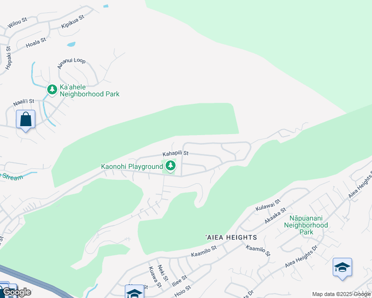 map of restaurants, bars, coffee shops, grocery stores, and more near 981470 Kaonohi Street in Aiea