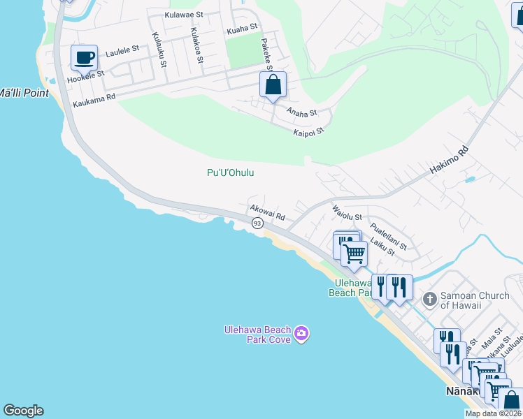 map of restaurants, bars, coffee shops, grocery stores, and more near 87-1454 Farrington Highway in Waianae