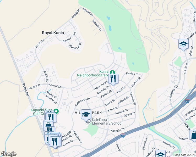 map of restaurants, bars, coffee shops, grocery stores, and more near 94-1073 Eleu Street in Waipahu