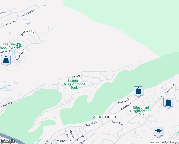 map of restaurants, bars, coffee shops, grocery stores, and more near 98-1409 Kaonohi Street in Aiea