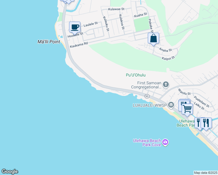 map of restaurants, bars, coffee shops, grocery stores, and more near 87-1244 Farrington Highway in Waianae