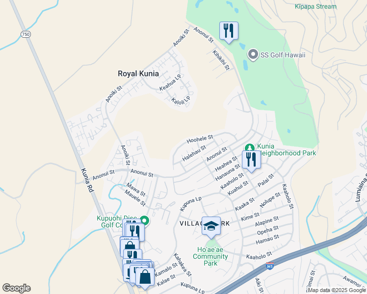 map of restaurants, bars, coffee shops, grocery stores, and more near 94-1063 Hoohele Street in Waipahu