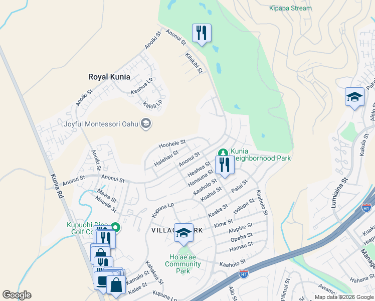 map of restaurants, bars, coffee shops, grocery stores, and more near 94-1035 Halewill Street in Waipahu