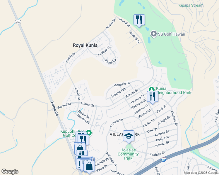 map of restaurants, bars, coffee shops, grocery stores, and more near 94-1063 Hoohele Street in Waipahu