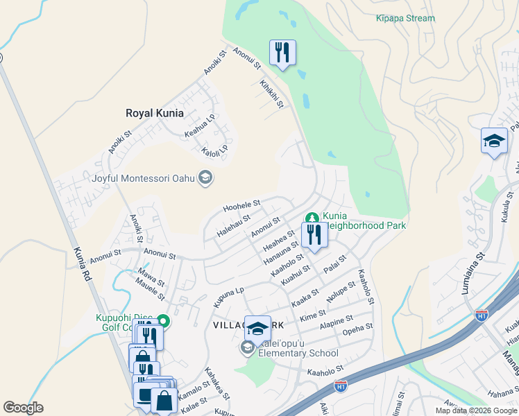 map of restaurants, bars, coffee shops, grocery stores, and more near 94-1035 Halewill Street in Waipahu