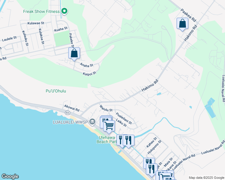 map of restaurants, bars, coffee shops, grocery stores, and more near 87-334 Hakimo Rd in Waianae