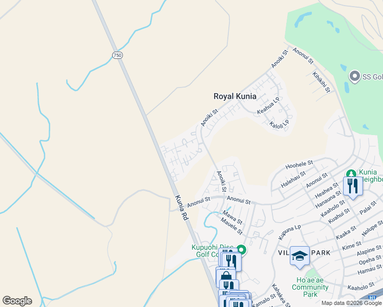 map of restaurants, bars, coffee shops, grocery stores, and more near 94-205 Lelehua Place in Waipahu