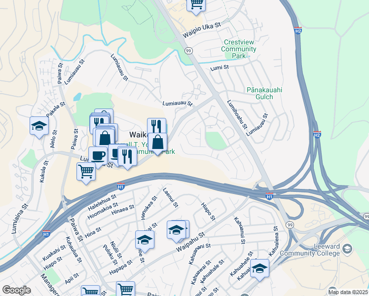 map of restaurants, bars, coffee shops, grocery stores, and more near 94-1006 Nawele Street in Waipahu