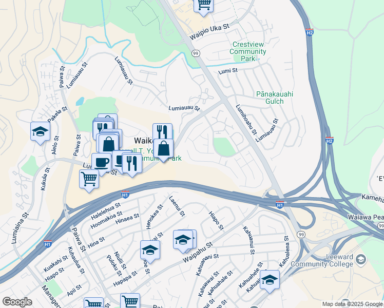 map of restaurants, bars, coffee shops, grocery stores, and more near 94-1006 Nawele Street in Waipahu