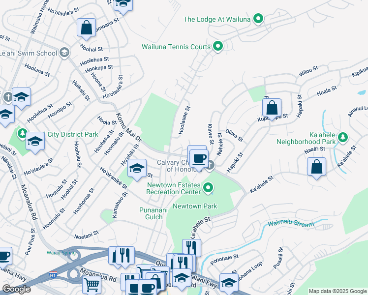 map of restaurants, bars, coffee shops, grocery stores, and more near 98-1061 Komo Mai Drive in Aiea