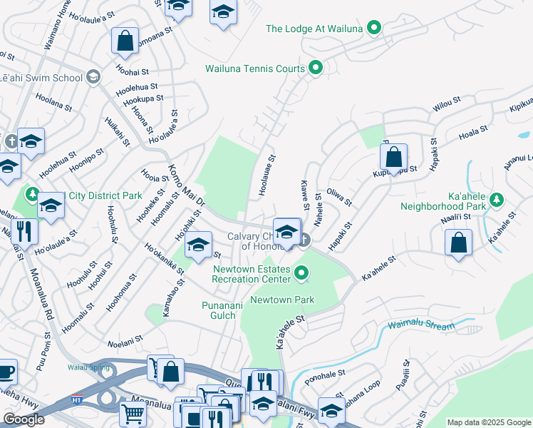 map of restaurants, bars, coffee shops, grocery stores, and more near 98-1061 Komo Mai Drive in Aiea
