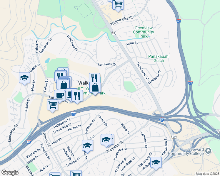 map of restaurants, bars, coffee shops, grocery stores, and more near 94-1006 Nawele Street in Waipahu