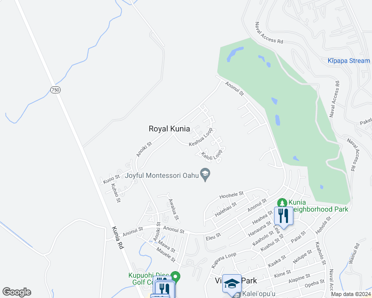 map of restaurants, bars, coffee shops, grocery stores, and more near 94-1067 Keahua Loop in Waipahu