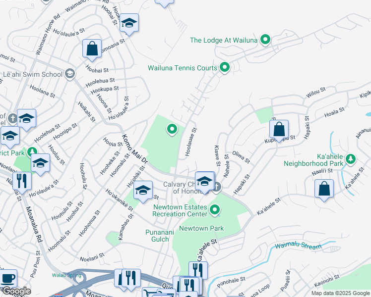 map of restaurants, bars, coffee shops, grocery stores, and more near 98-1638 Hoolauae Street in Aiea