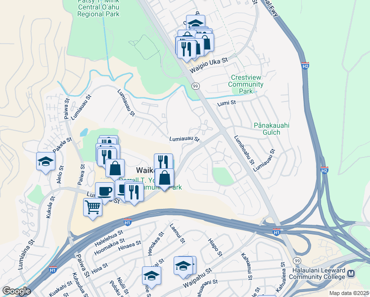 map of restaurants, bars, coffee shops, grocery stores, and more near in Honolulu County