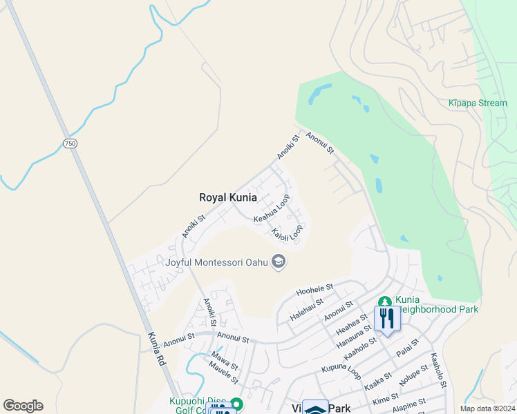 map of restaurants, bars, coffee shops, grocery stores, and more near 94-230 Keaukaha Place in Waipahu